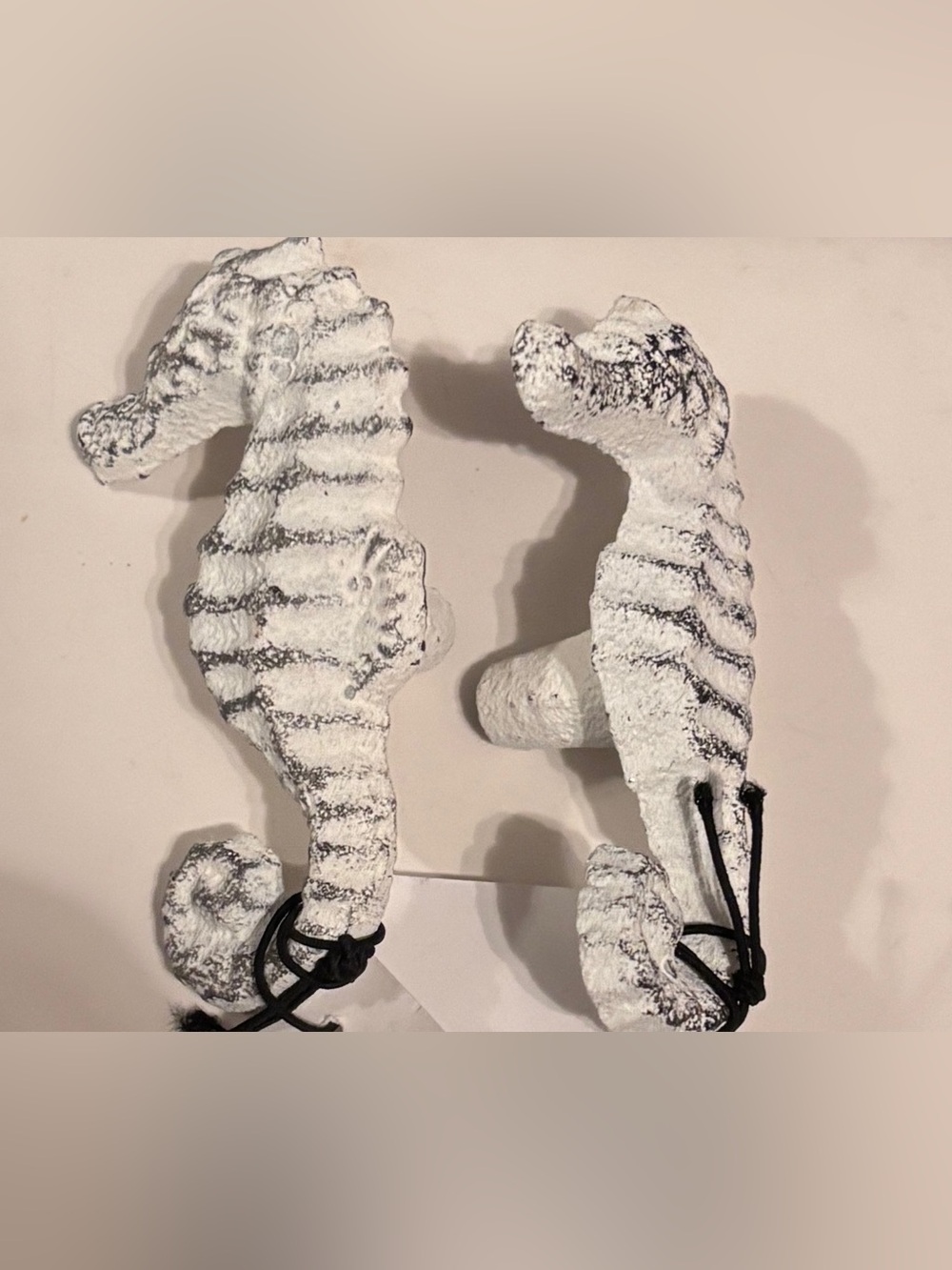 White Textured Seahorse Knobs - Set of 2
